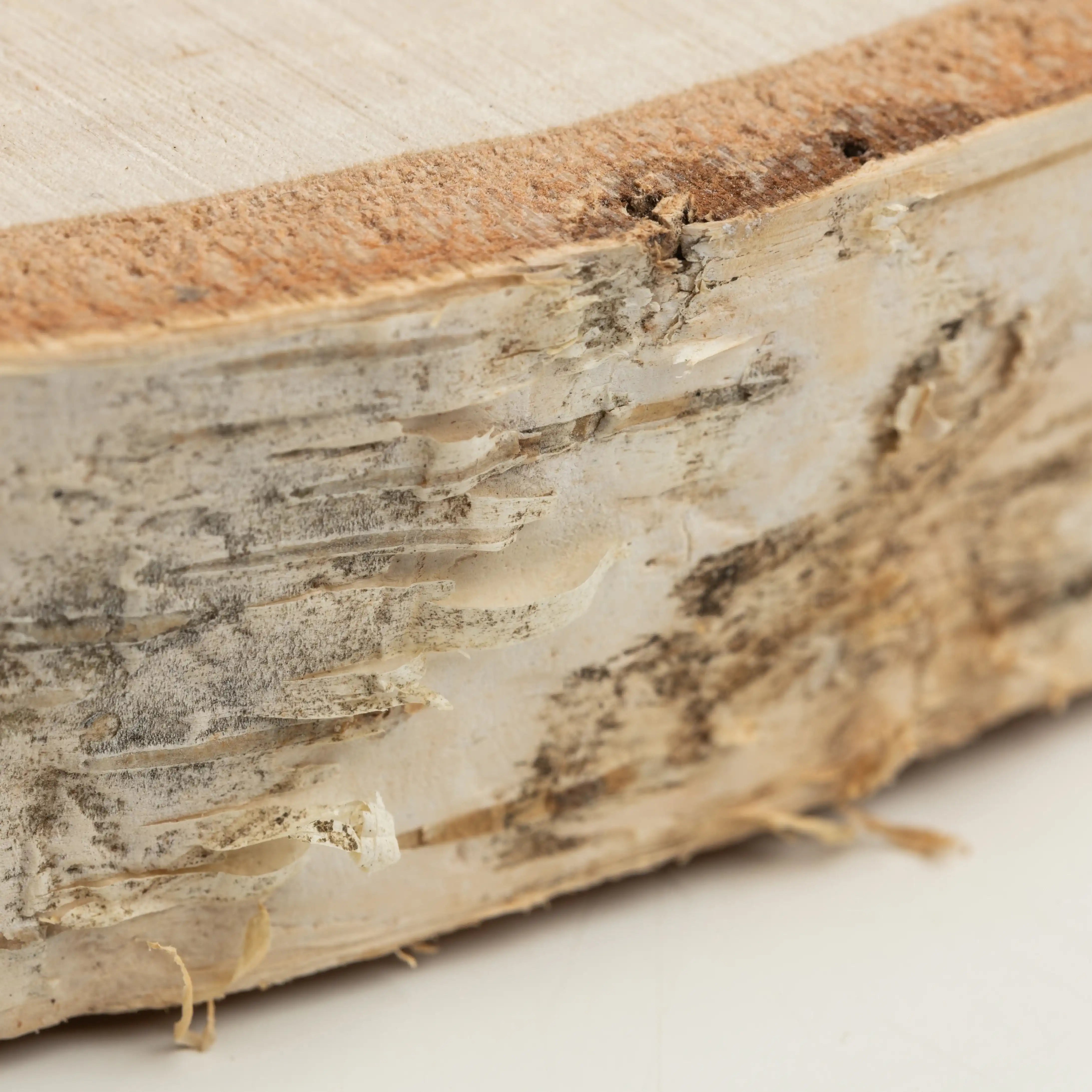 Handgefertigtes Holzdeko-Objekt mit natürlicher Rinde und Maserung, rustikal